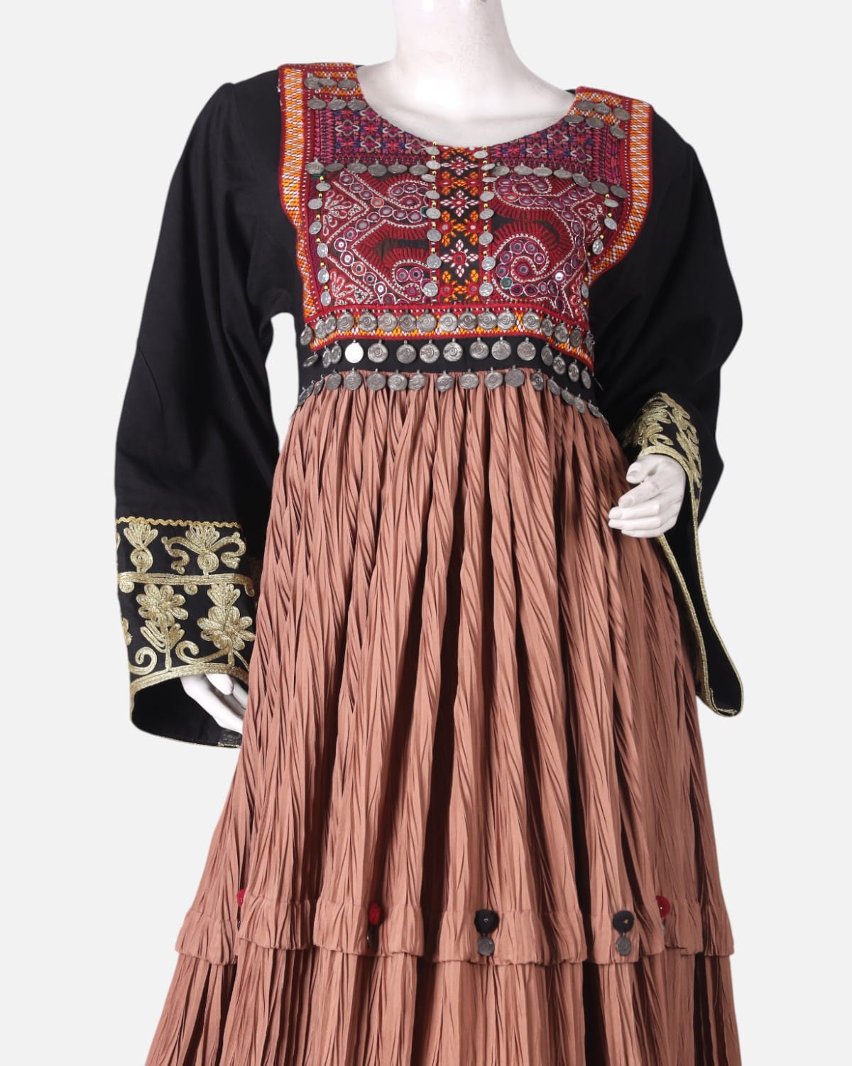 Afghan Handwoven Cotton Pleated Dress 1