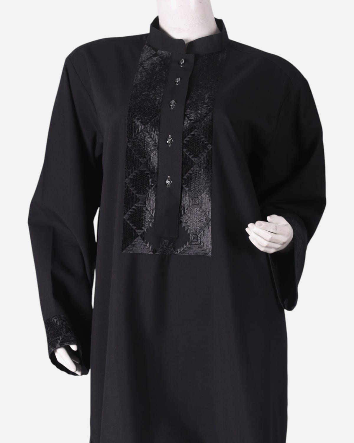 Black Afghan Handcrafted Tunic with Embroidery 3