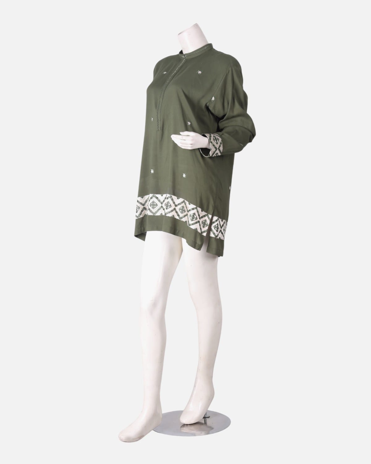 Green Hand Embroidered Afghan Tunic 4