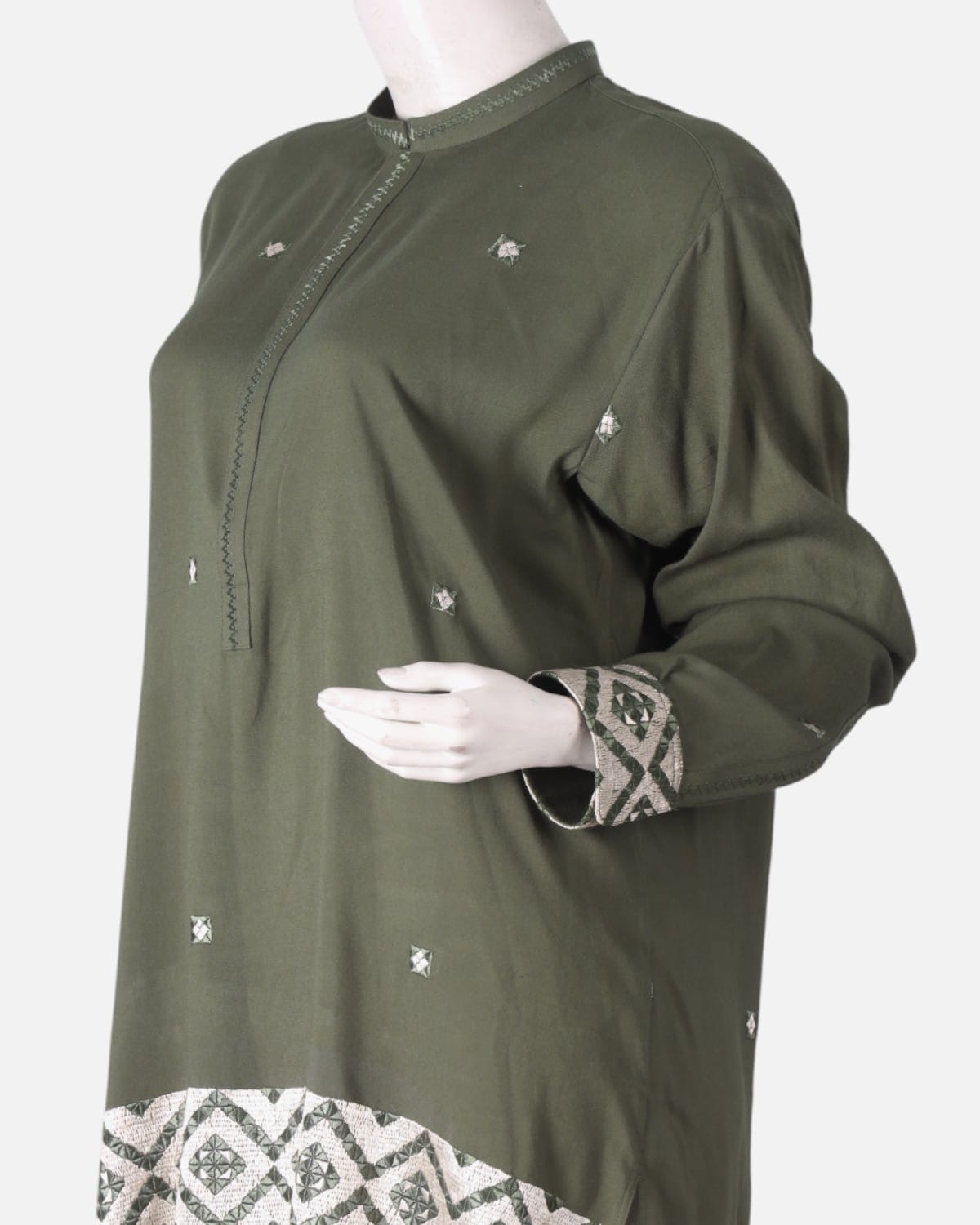 Green Hand Embroidered Afghan Tunic 5