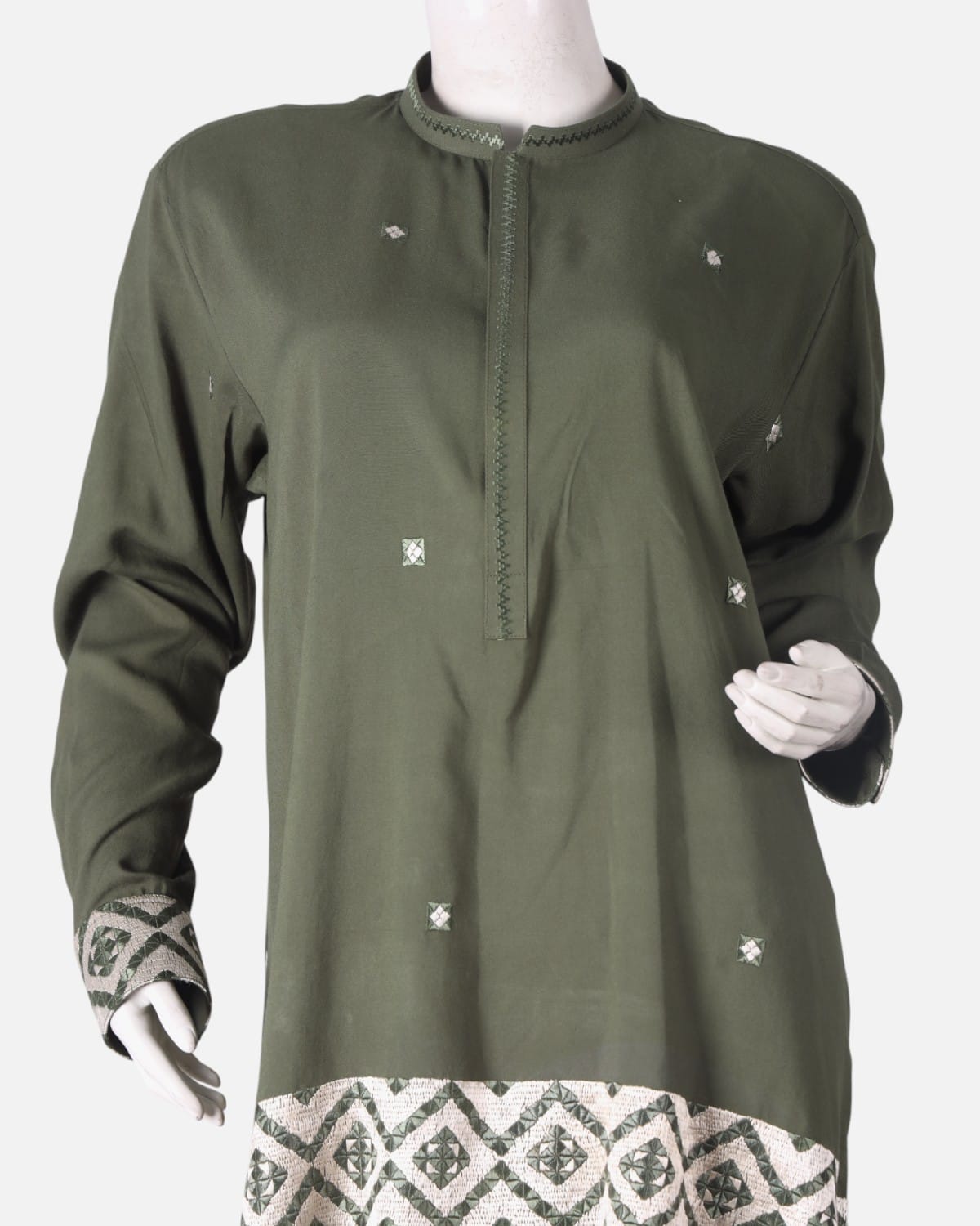 Green Hand Embroidered Afghan Tunic 1