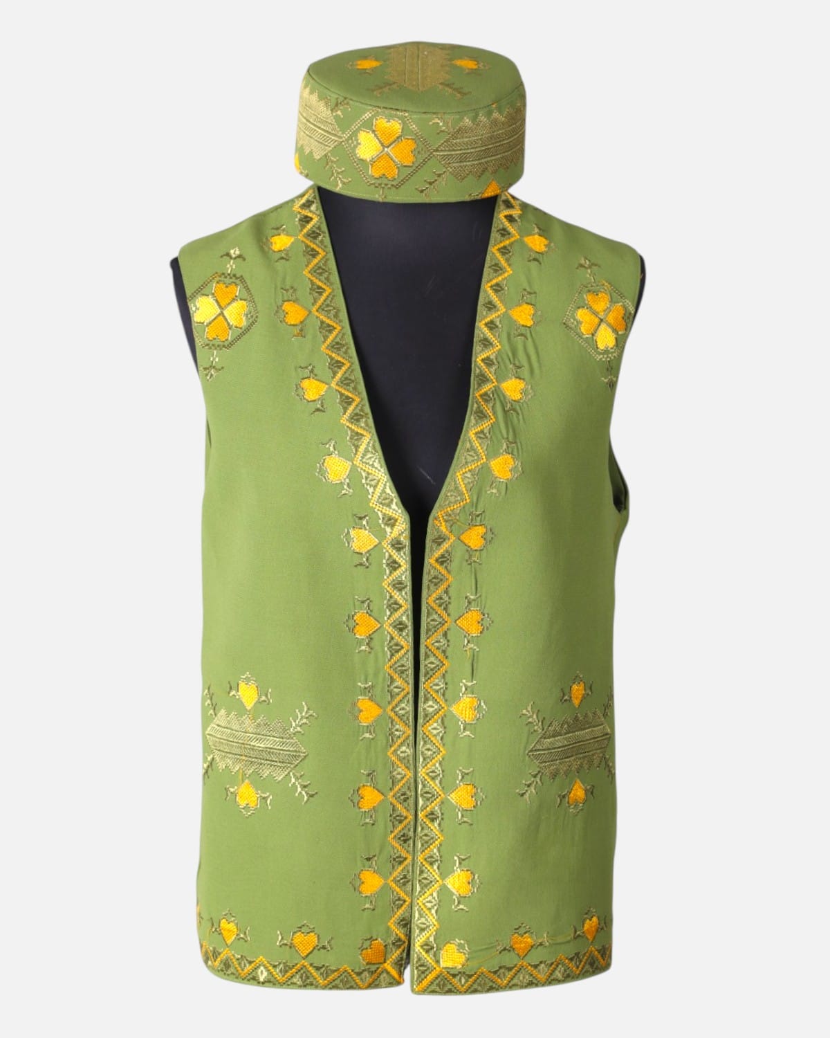 Afghan Traditional Vest and Cap Set 4
