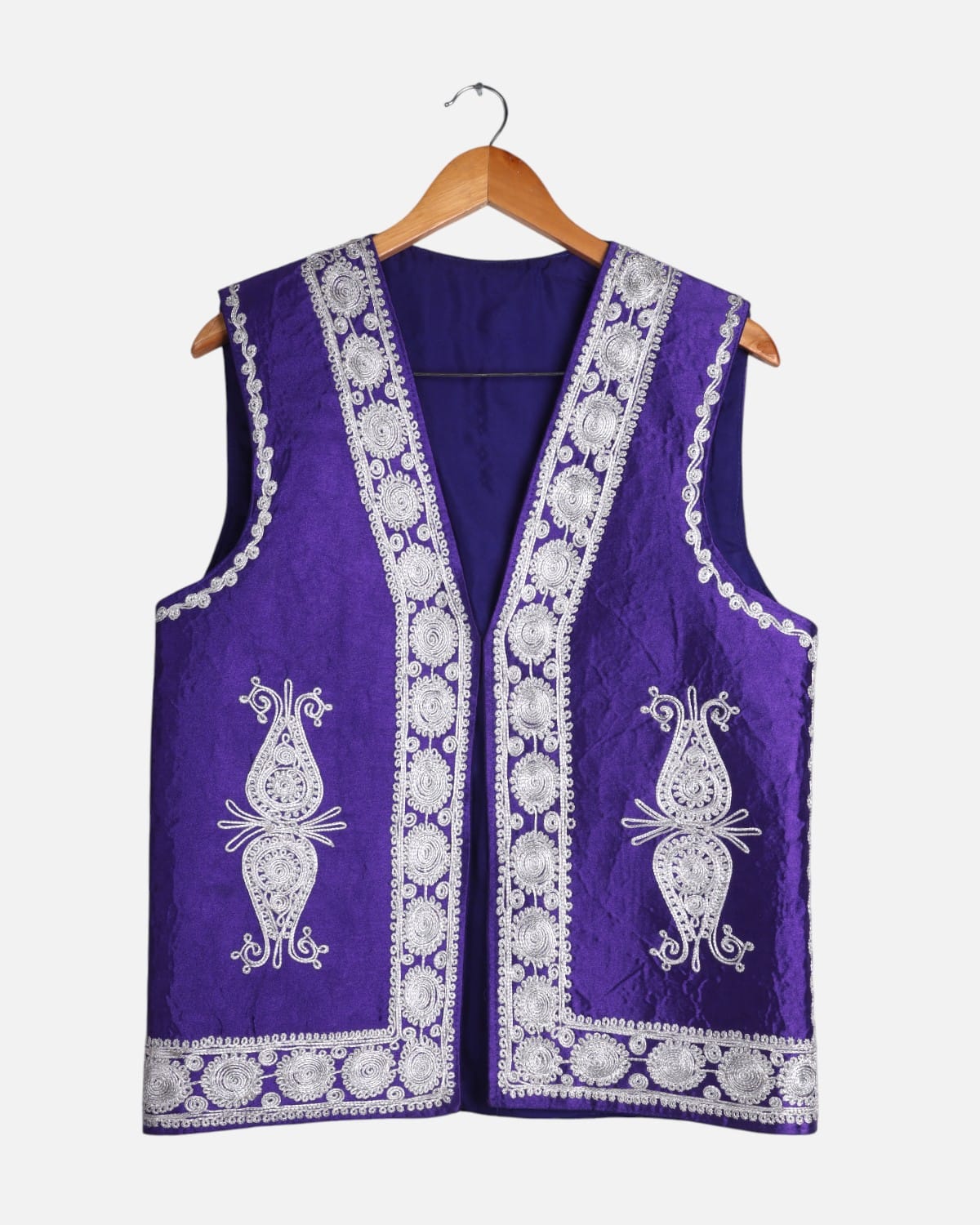 Afghan Traditional Purple Men's Velvet Vest 3