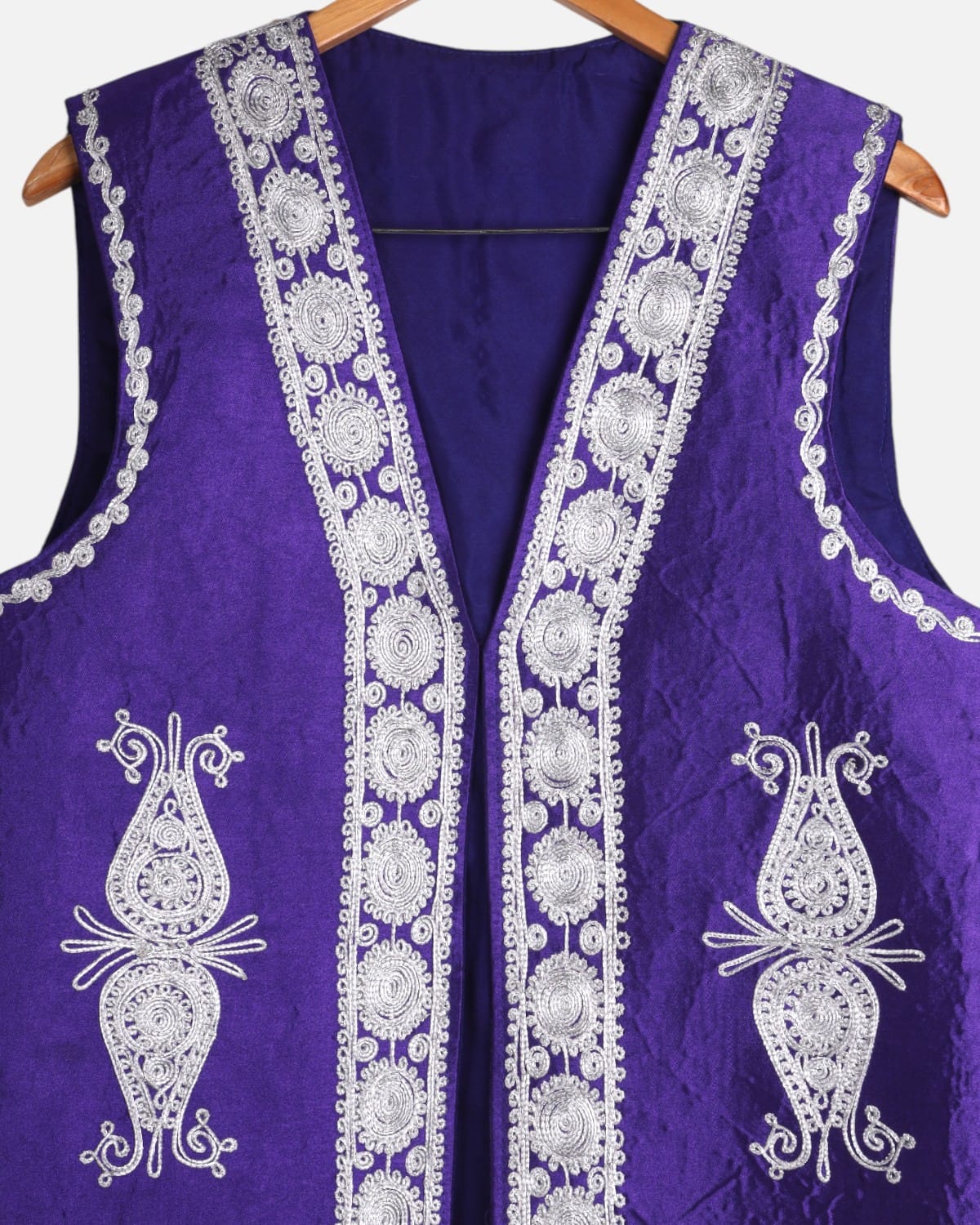Afghan Traditional Purple Men's Velvet Vest 2