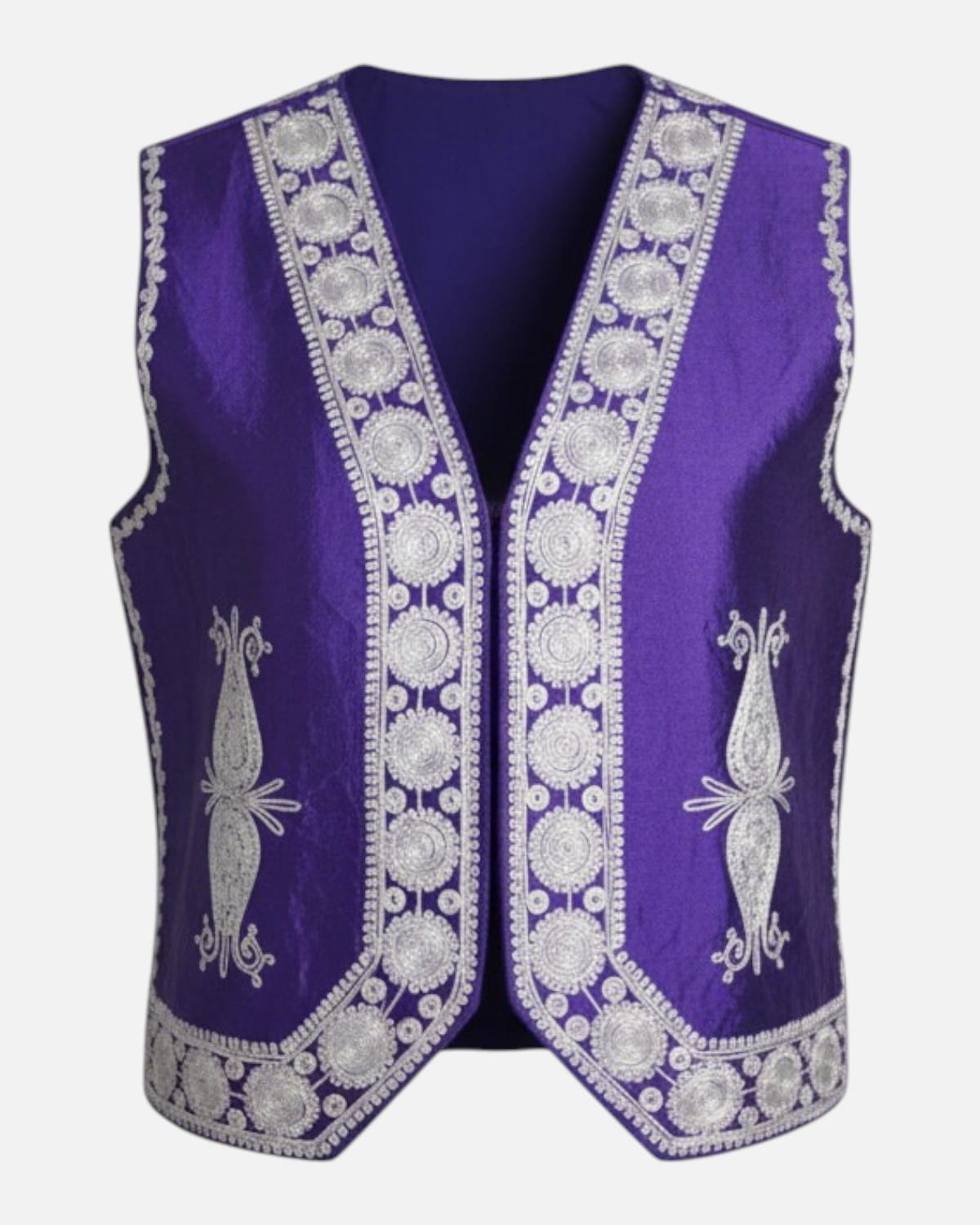 Afghan Traditional Purple Men's Velvet Vest 4