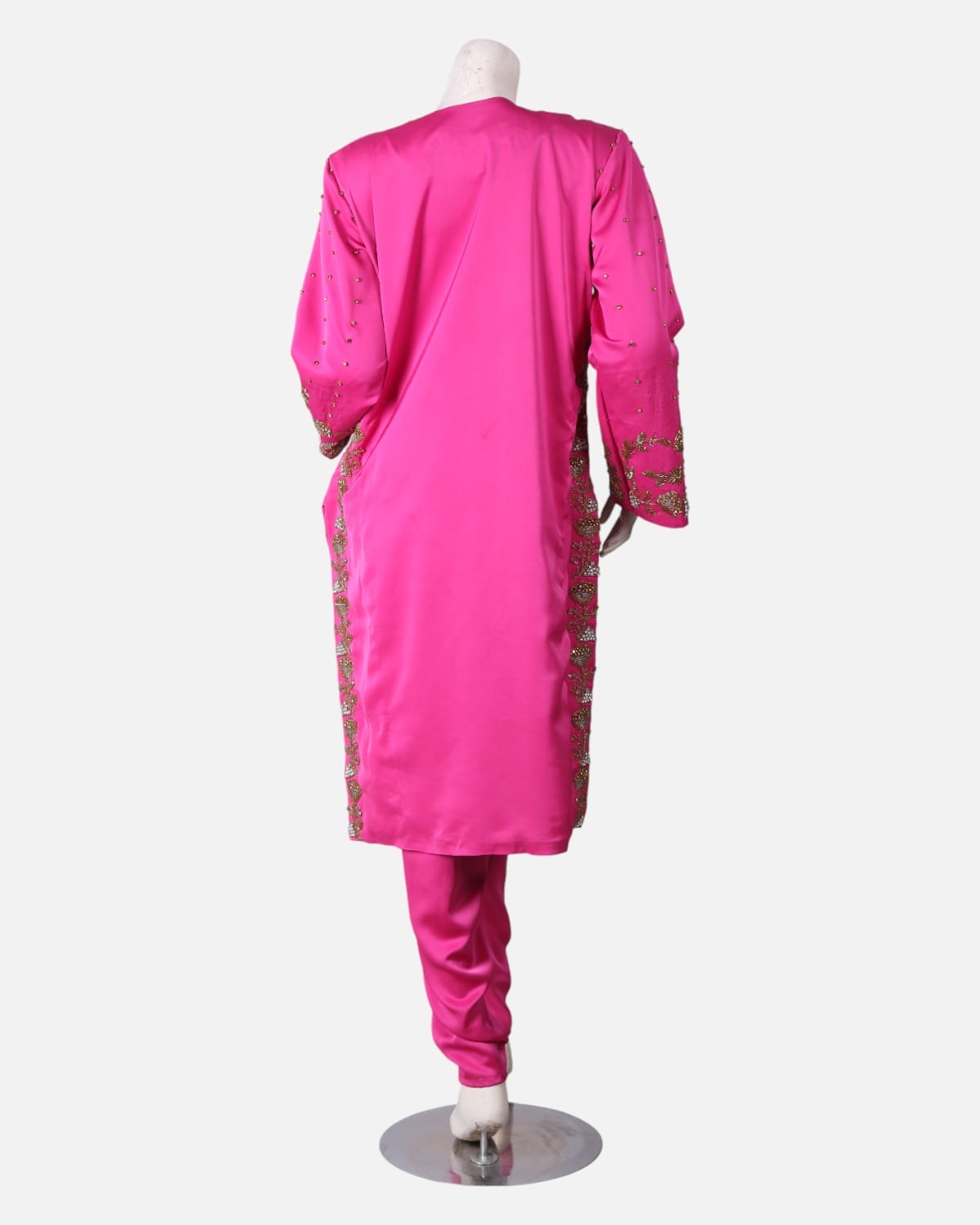 Punjabi with Trousers and Shawl in Pink Silk 5