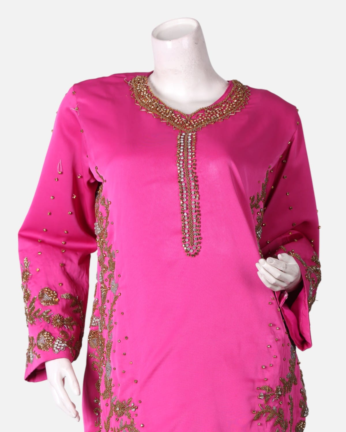 Punjabi with Trousers and Shawl in Pink Silk 1
