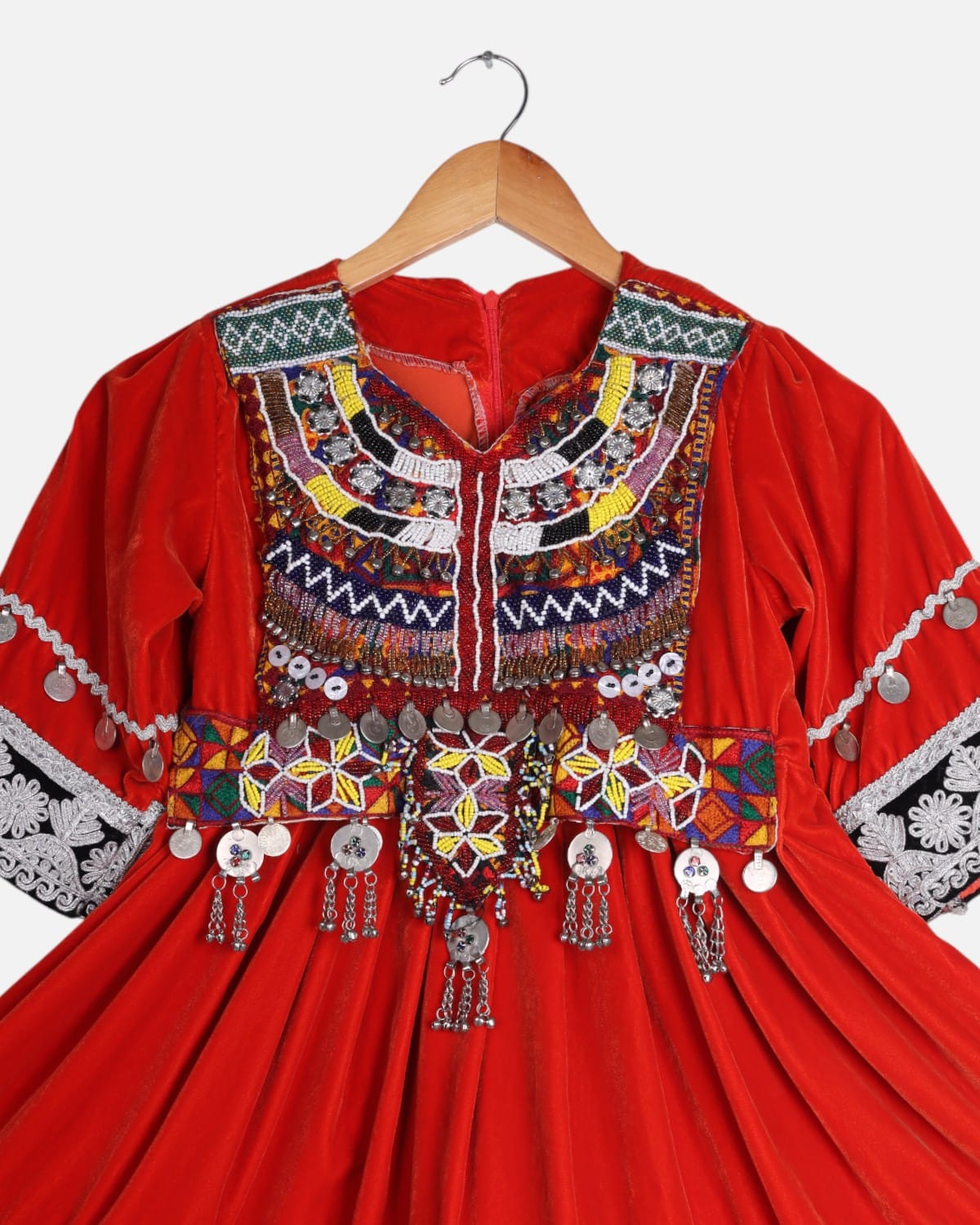 Afghan Children's Velvet Dress with Cherma Dozi 2