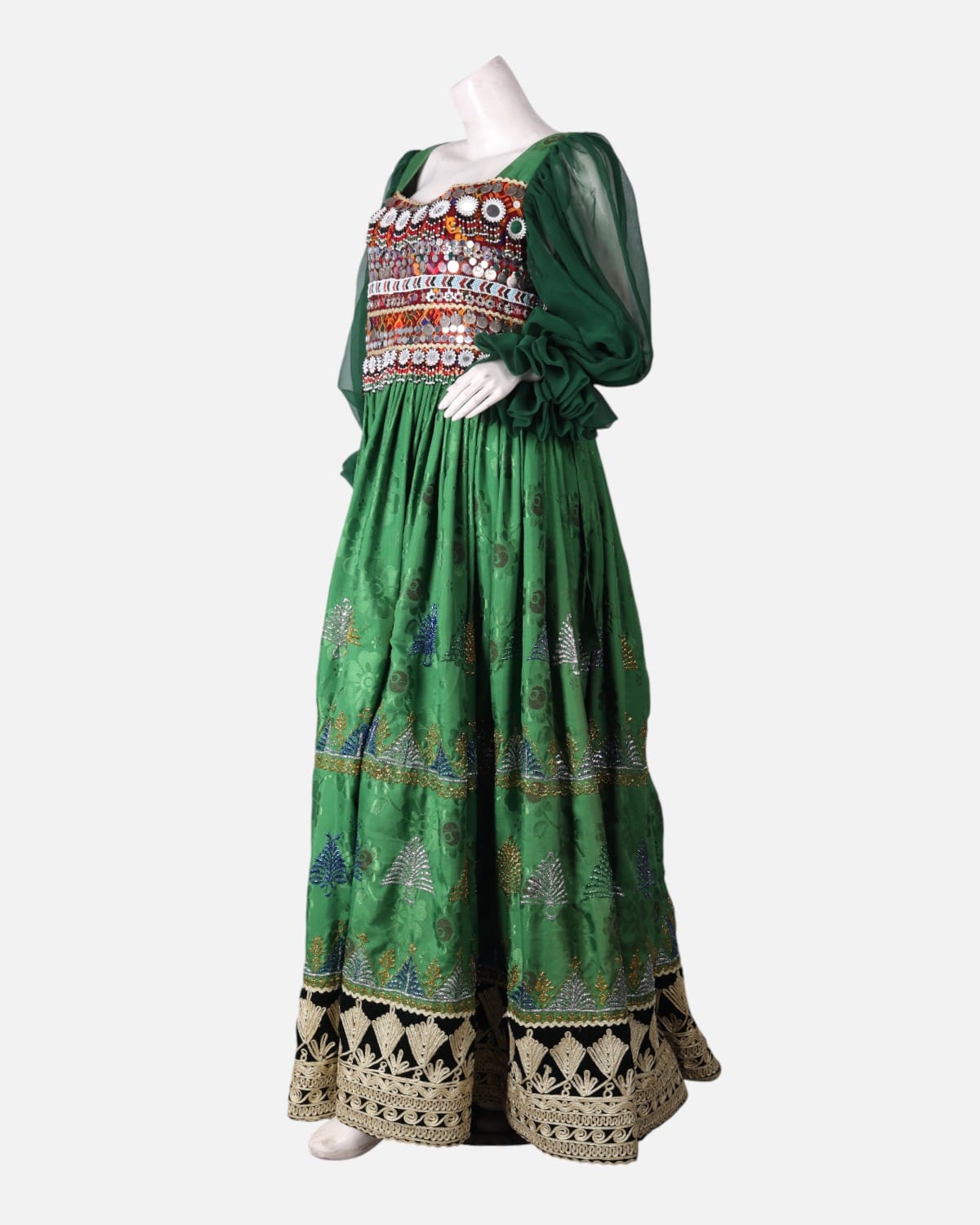 Afghan Cherma Dozi Dress with Embroidery & Leather Work 2