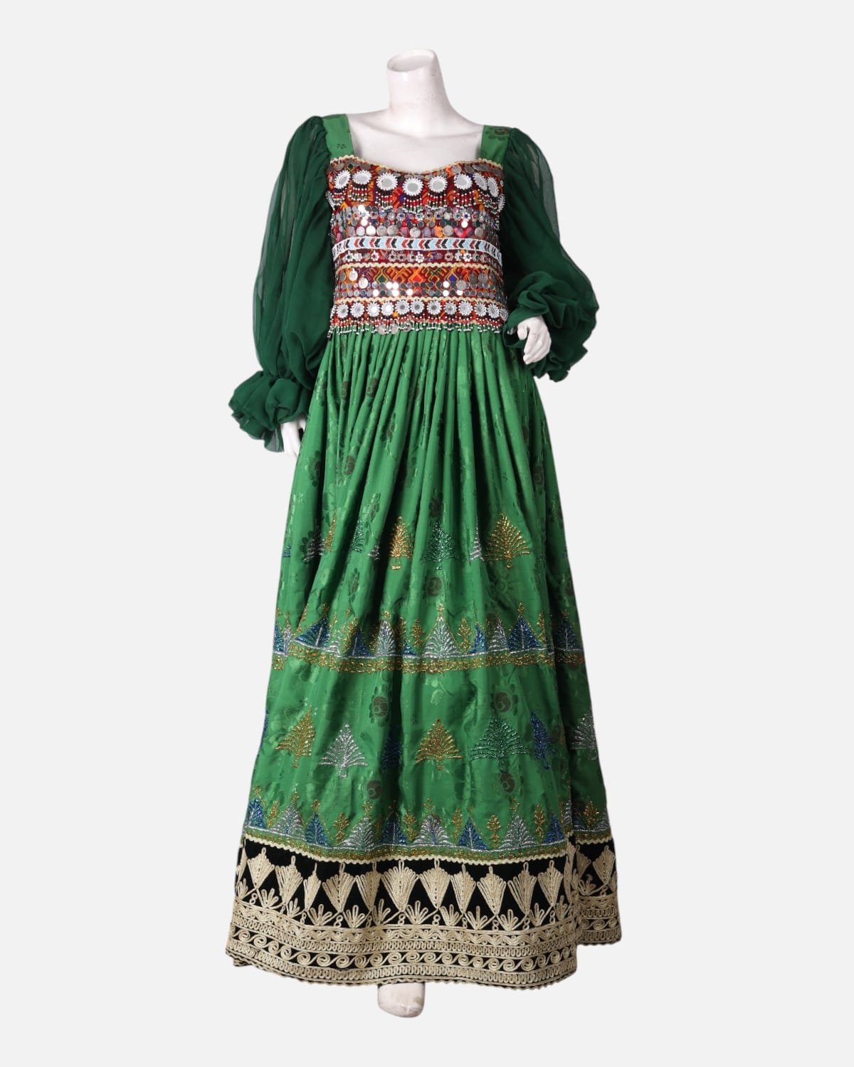 Afghan Cherma Dozi Dress with Embroidery & Leather Work 5