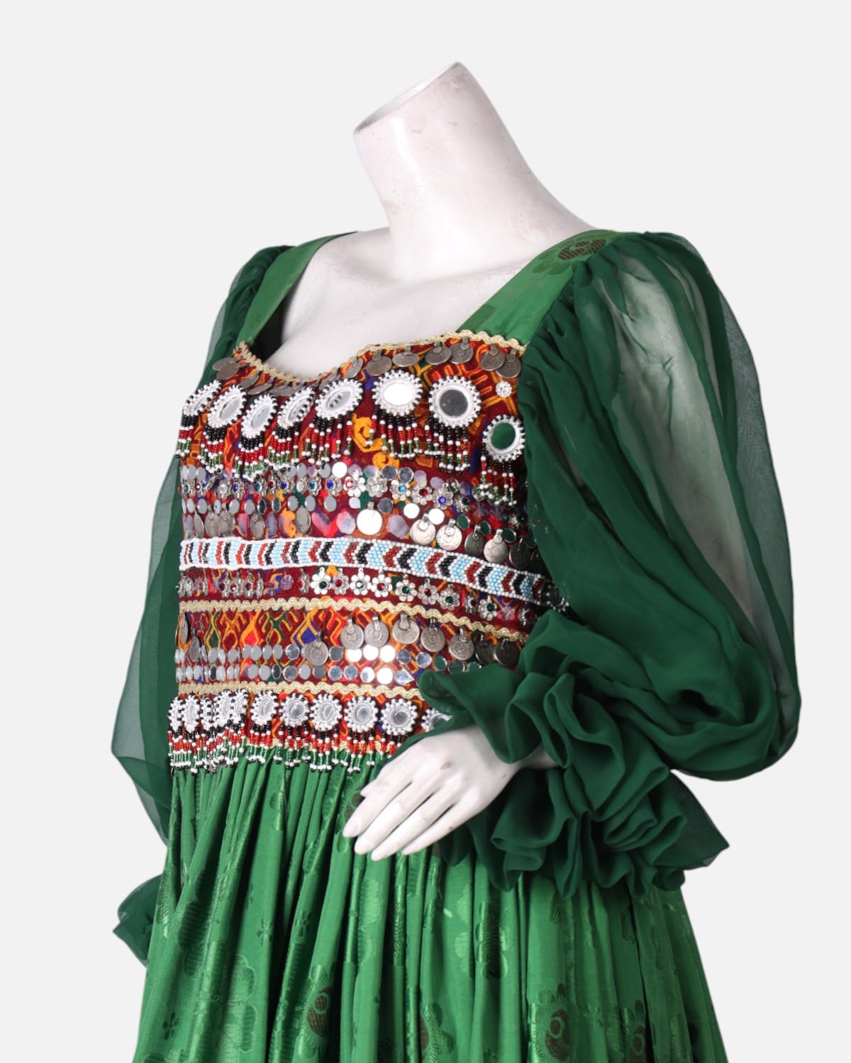 Afghan Cherma Dozi Dress with Embroidery & Leather Work 4