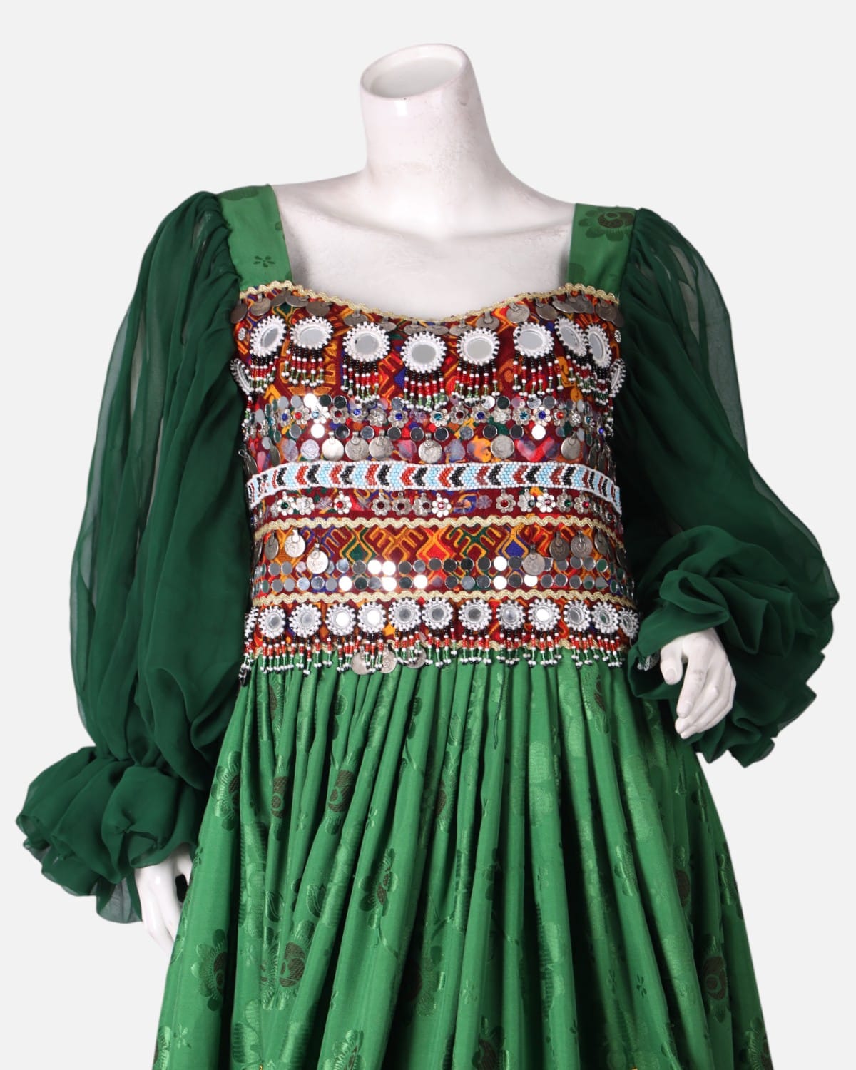 Afghan Cherma Dozi Dress with Embroidery & Leather Work 3