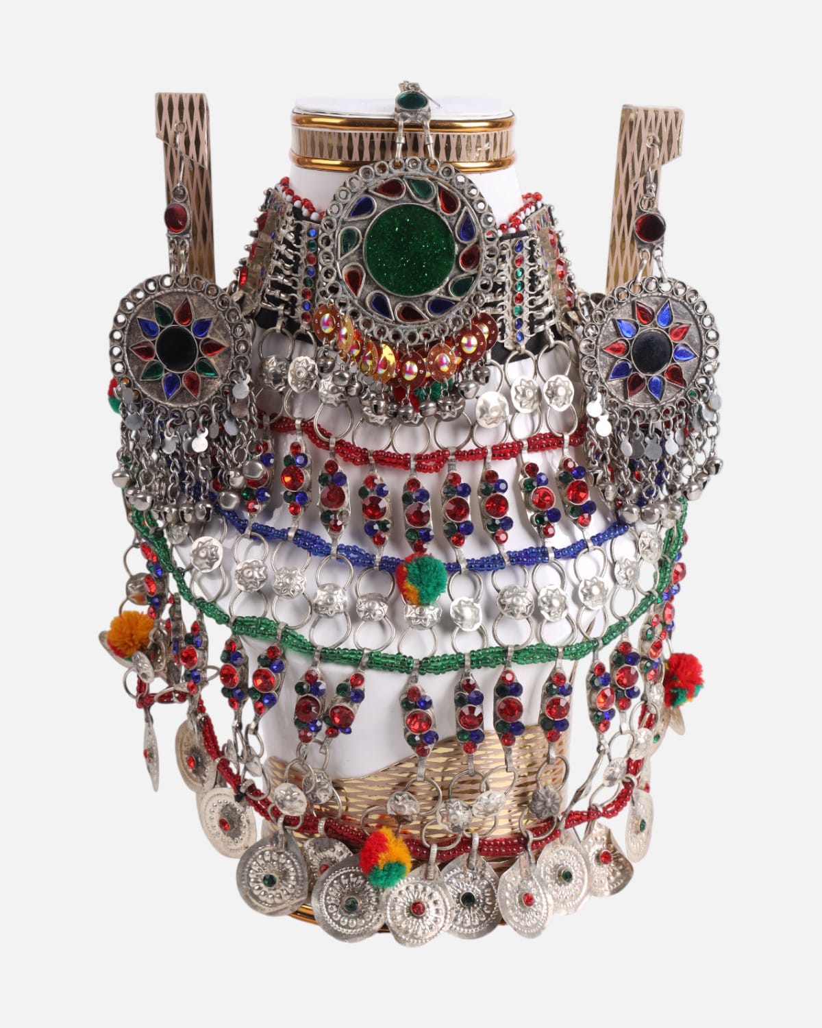 Afghan Glass Stone Necklace & Bracelet Set 3