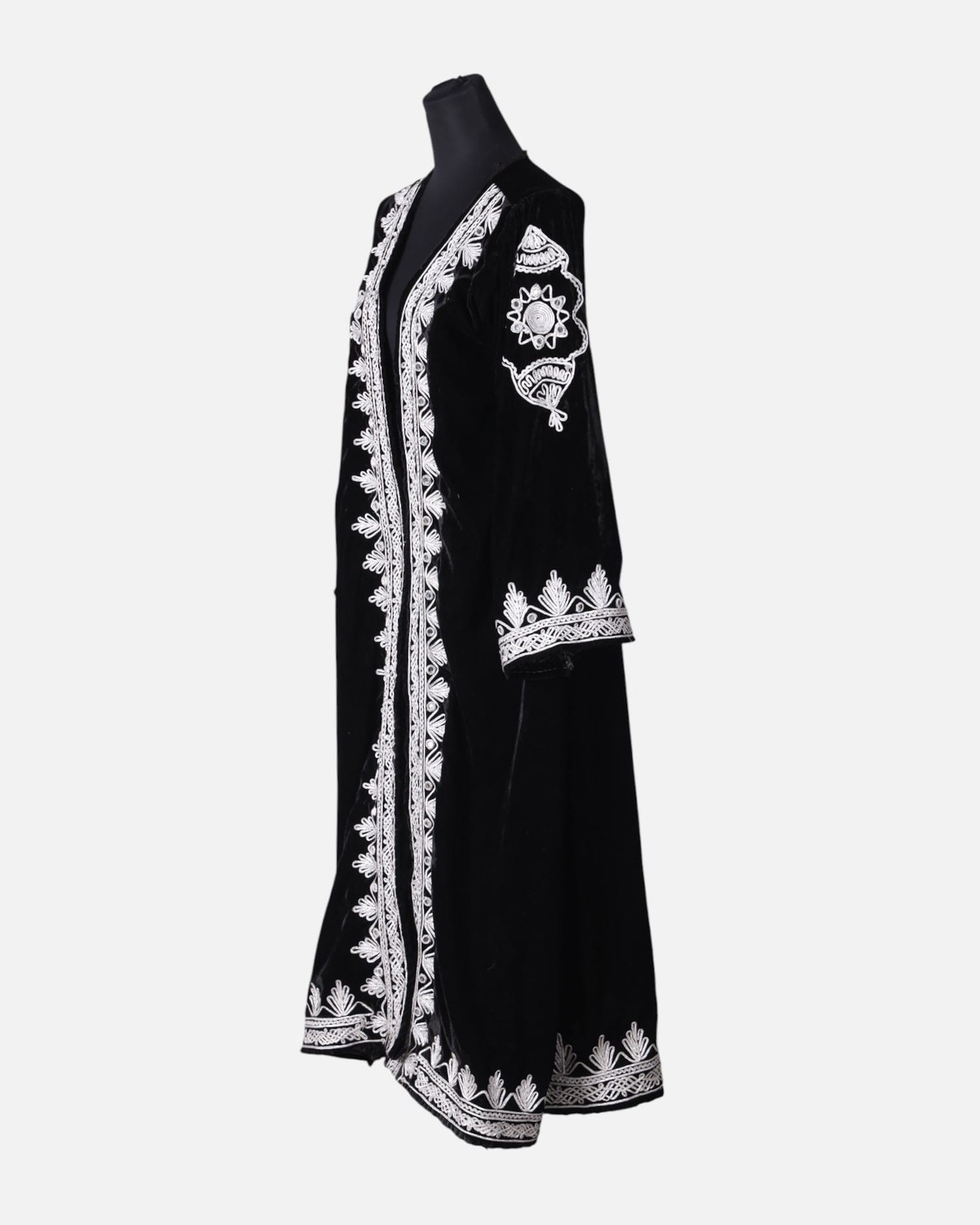 Black long Silk Velvet Coat Caftan Chapen 5