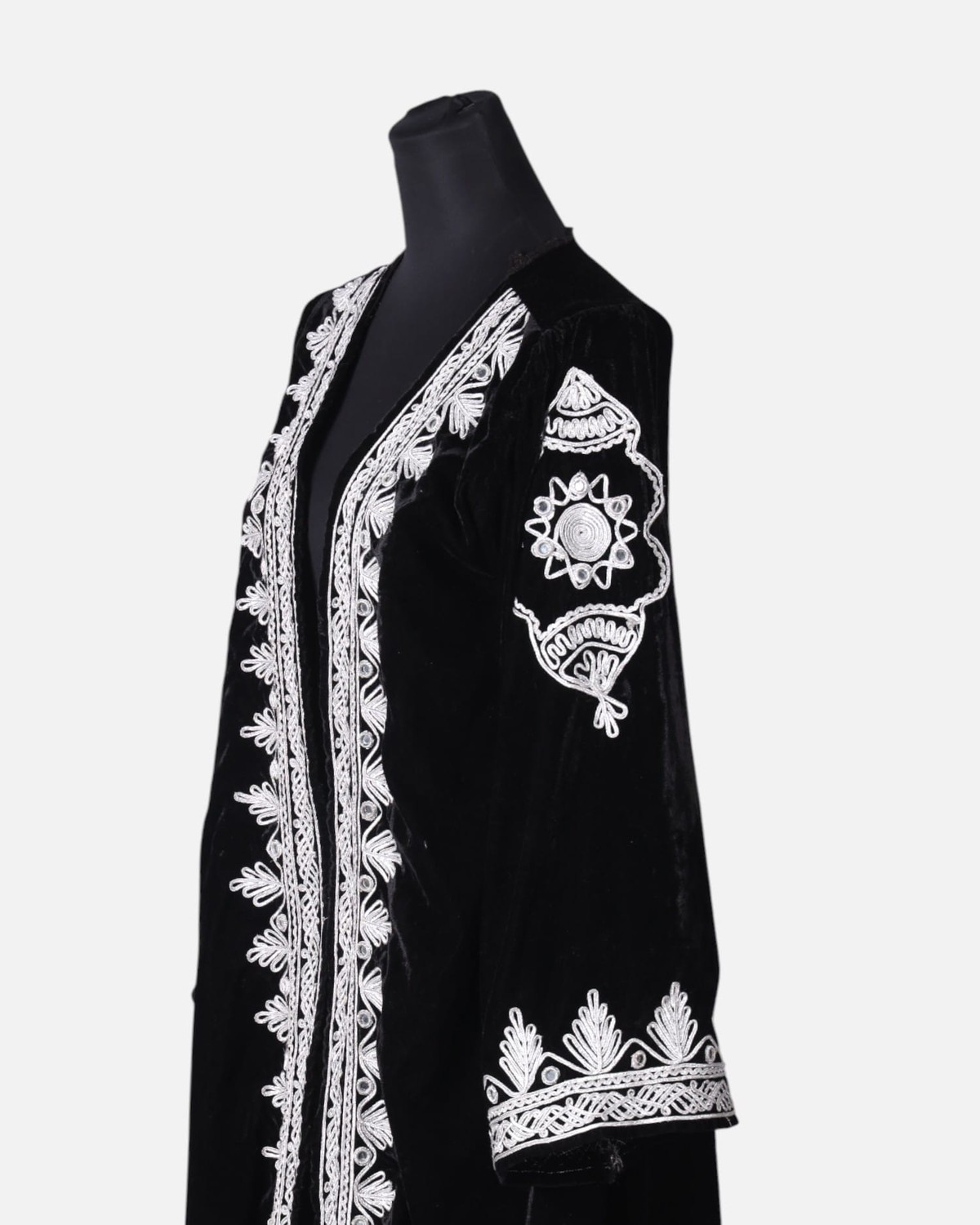 Black long Silk Velvet Coat Caftan Chapen 3