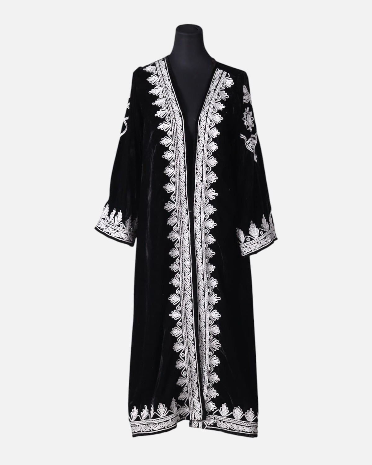 Black long Silk Velvet Coat Caftan Chapen 2
