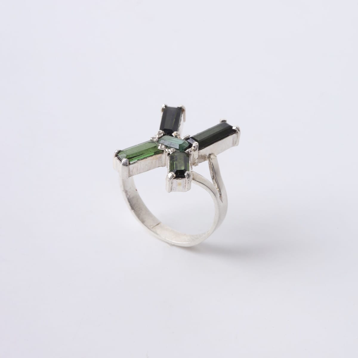 Tourmaline Silver X Ring handmade 6