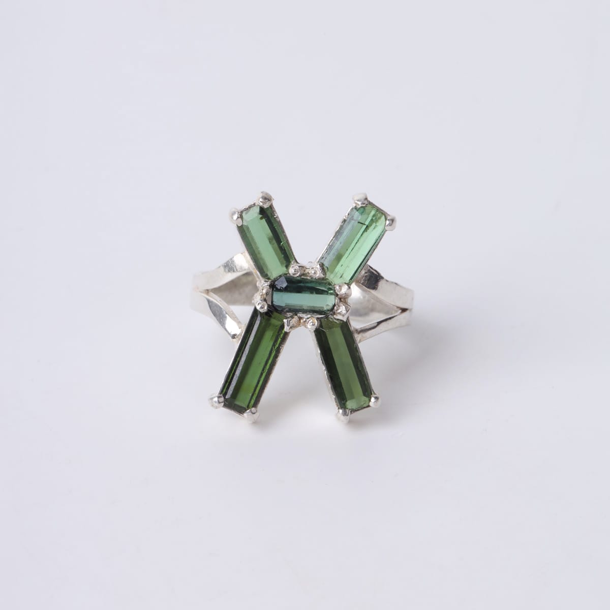 Tourmaline Silver X Ring handmade 3