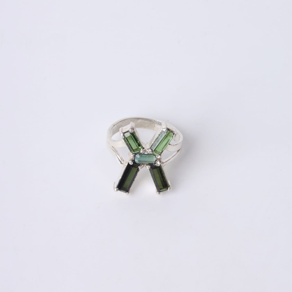 Tourmaline Silver X Ring handmade 7