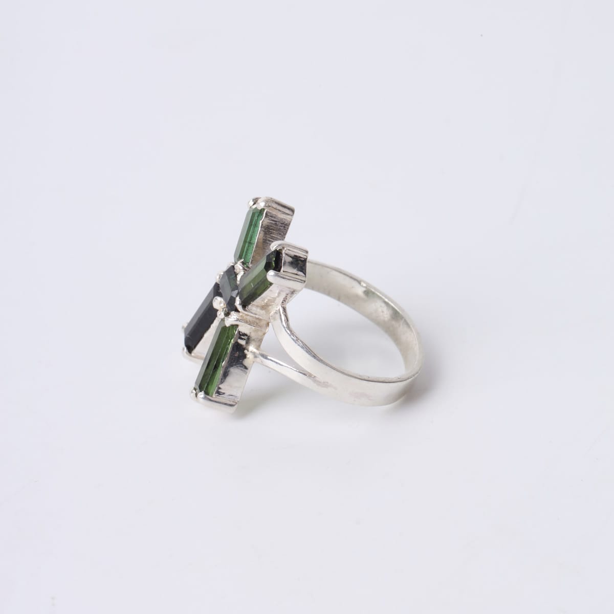 Tourmaline Silver X Ring handmade 4