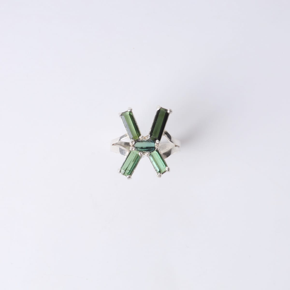 Tourmaline Silver X Ring handmade 2