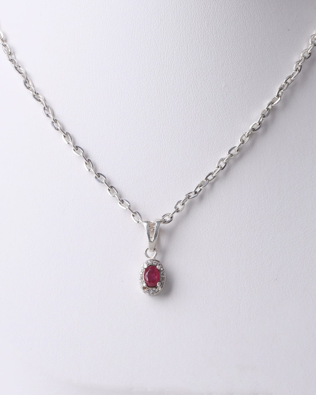 Ruby Pendant Necklace in 925 Silver 1