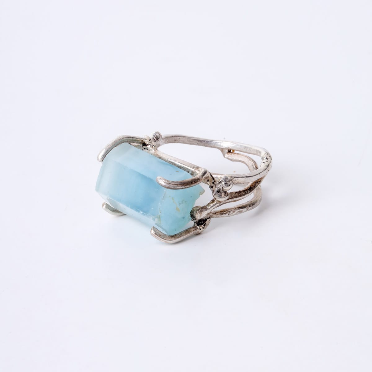 Aquamarine Crystal Ring Handmade 4