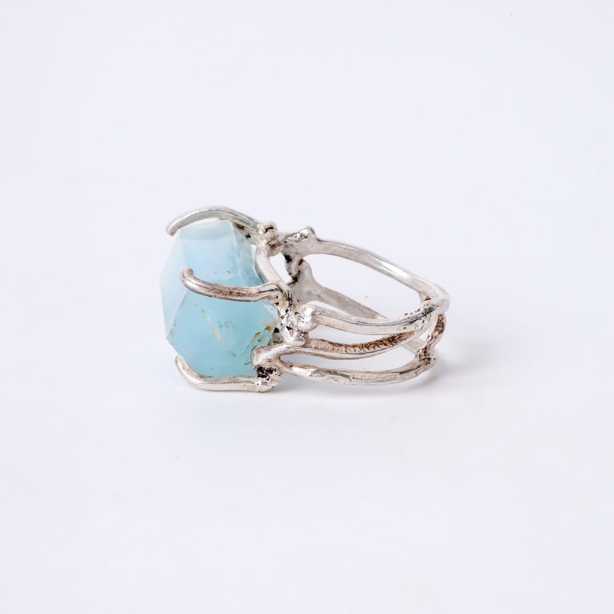 Aquamarine Crystal Ring Handmade 7