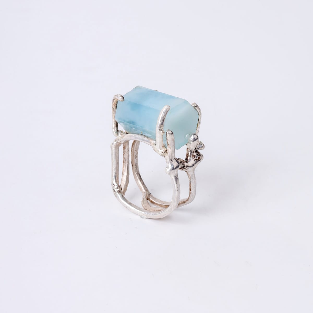 Aquamarine Crystal Ring Handmade 6
