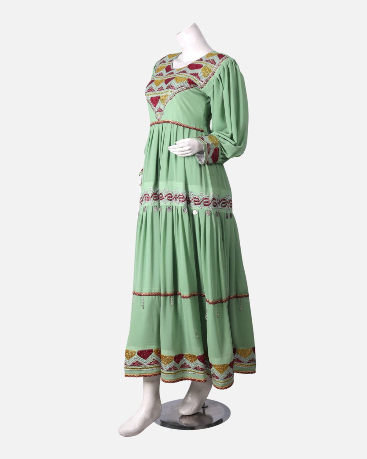 Embroidered Green Afghan Women’s Semi Dress 4