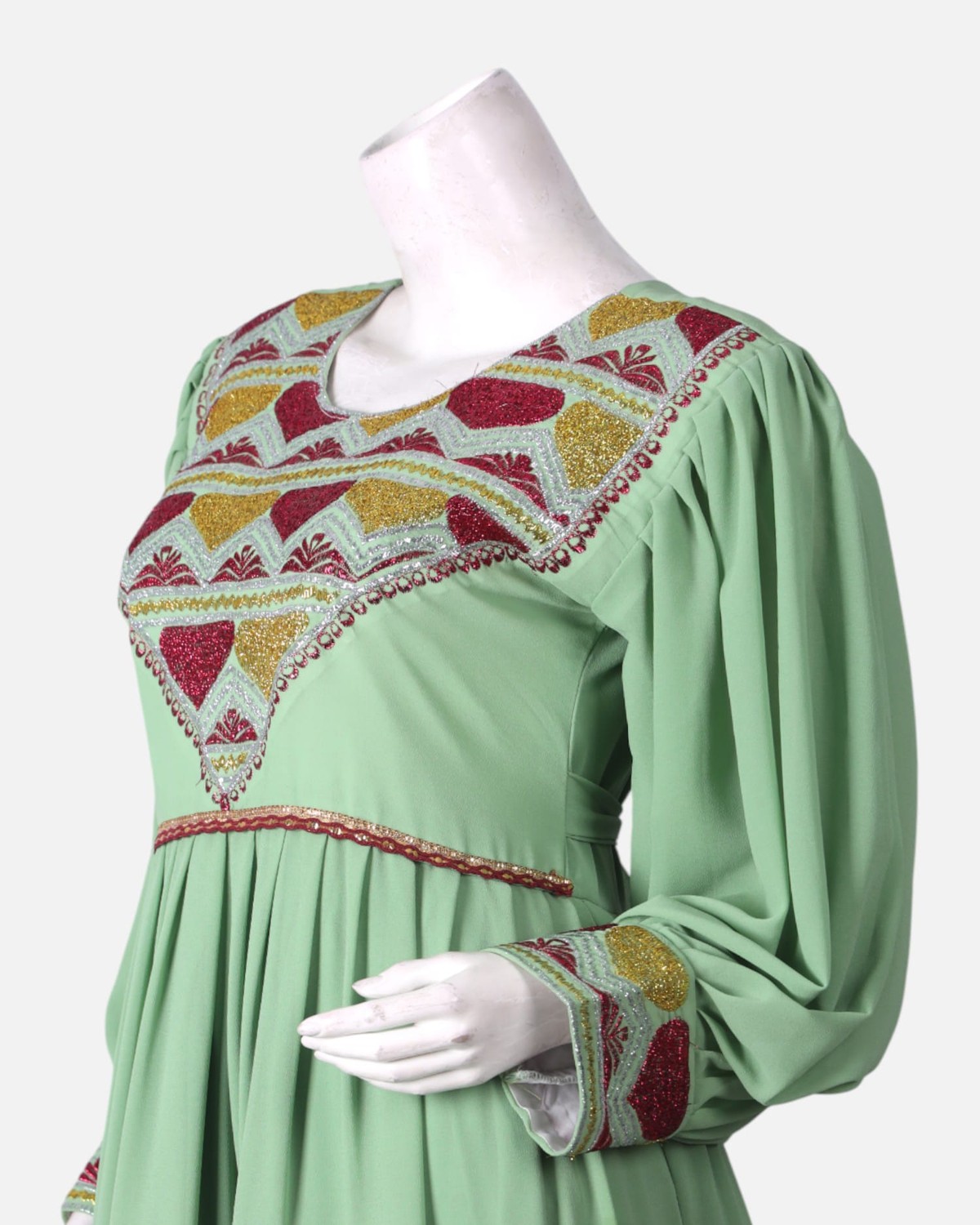 Embroidered Green Afghan Women’s Semi Dress 3