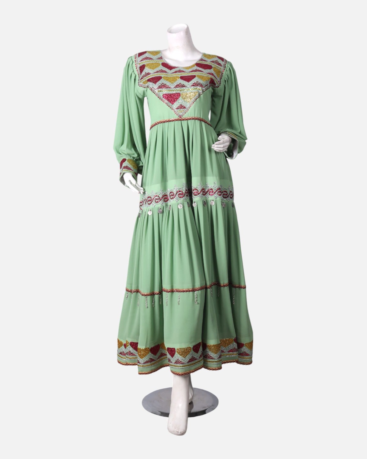 Embroidered Green Afghan Women’s Semi Dress 5