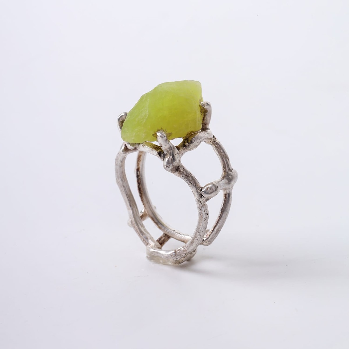Jade Silver Ring Handmade 7