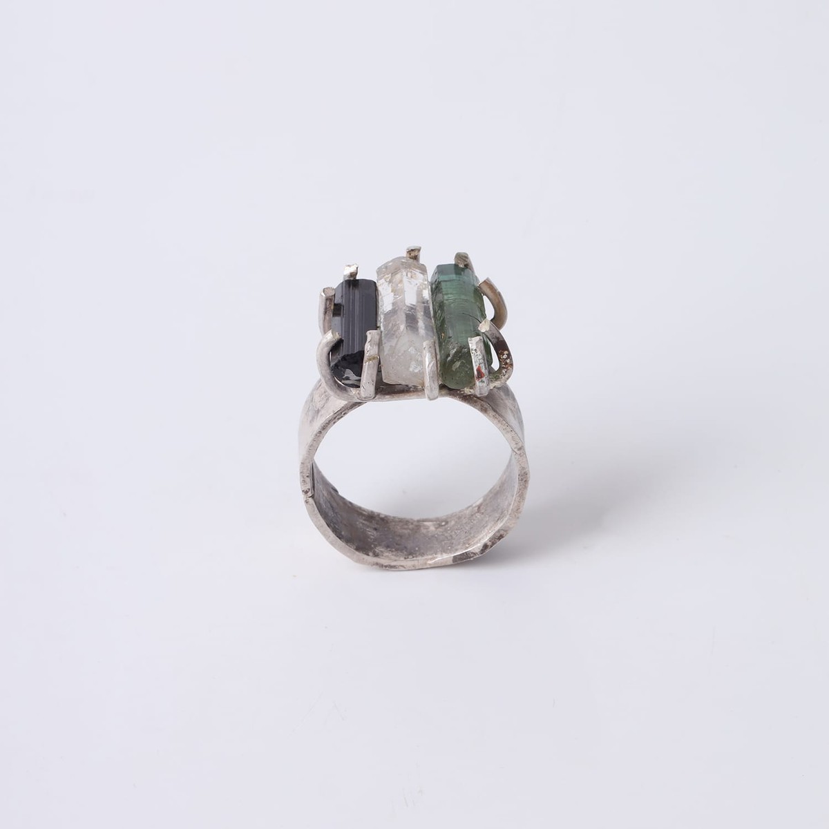 Triple Color Tourmaline Silver Ring 4