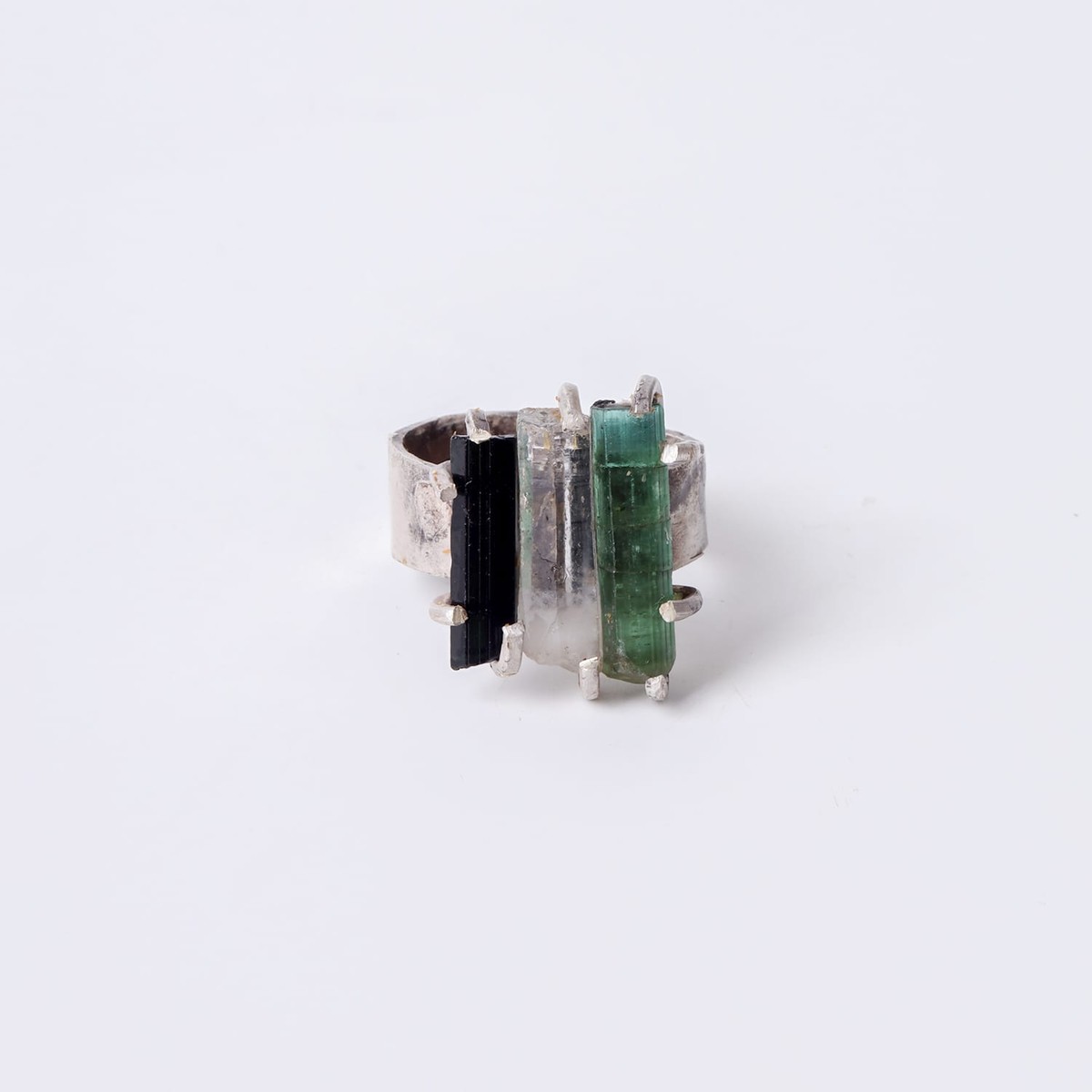 Triple Color Tourmaline Silver Ring 1
