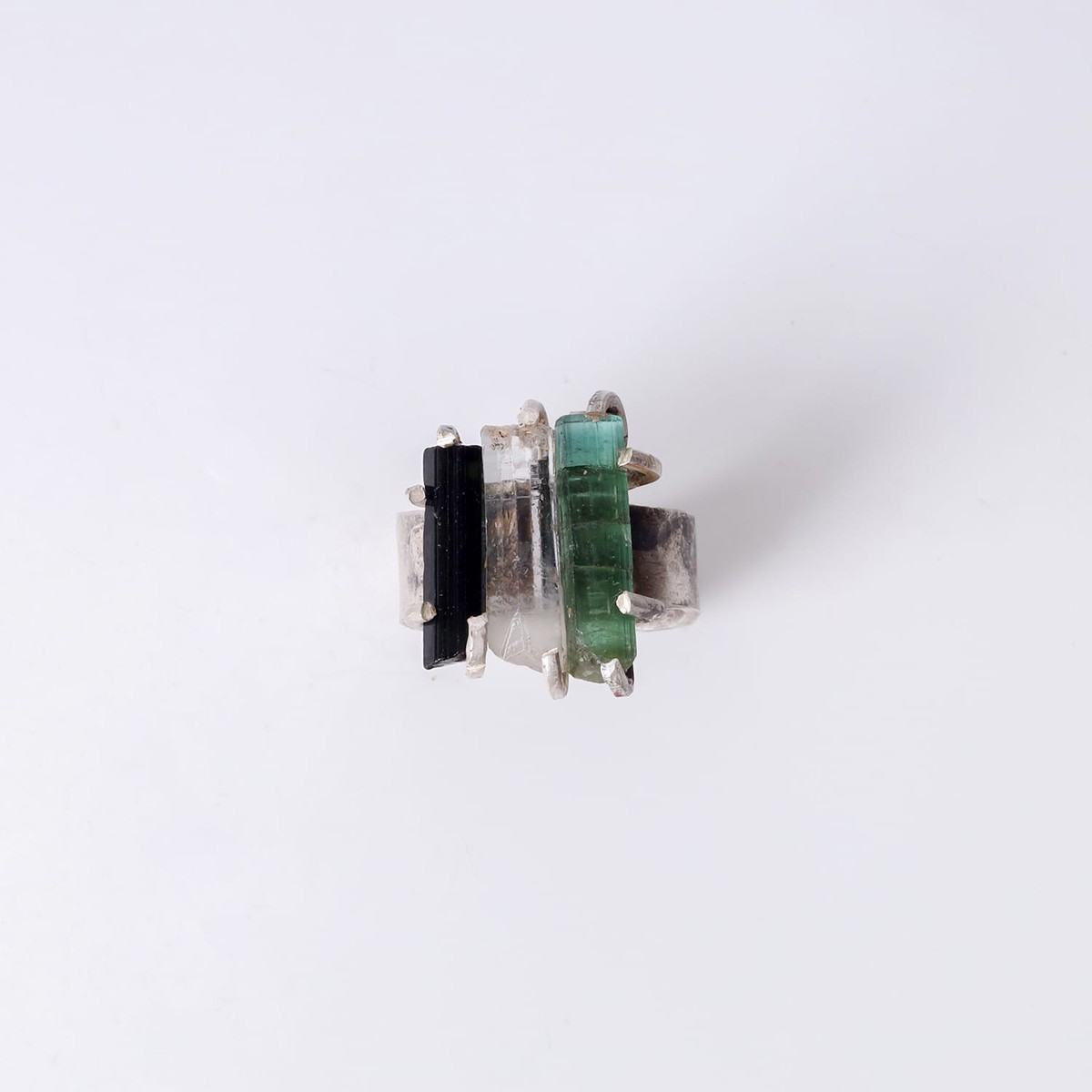 Triple Color Tourmaline Silver Ring 2