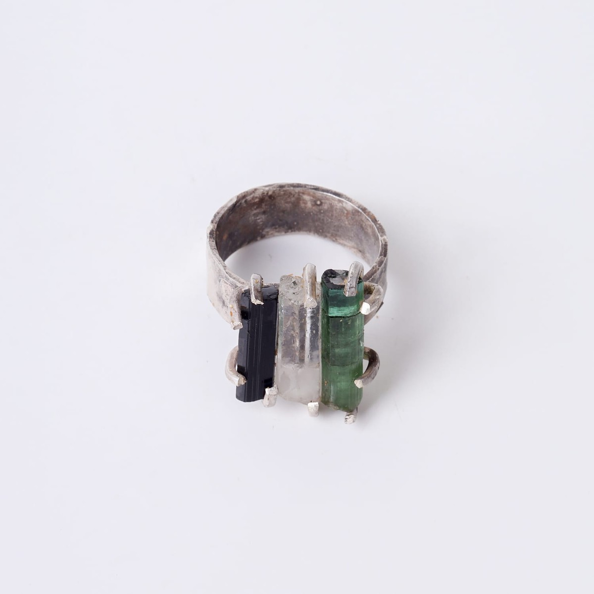 Triple Color Tourmaline Silver Ring 3