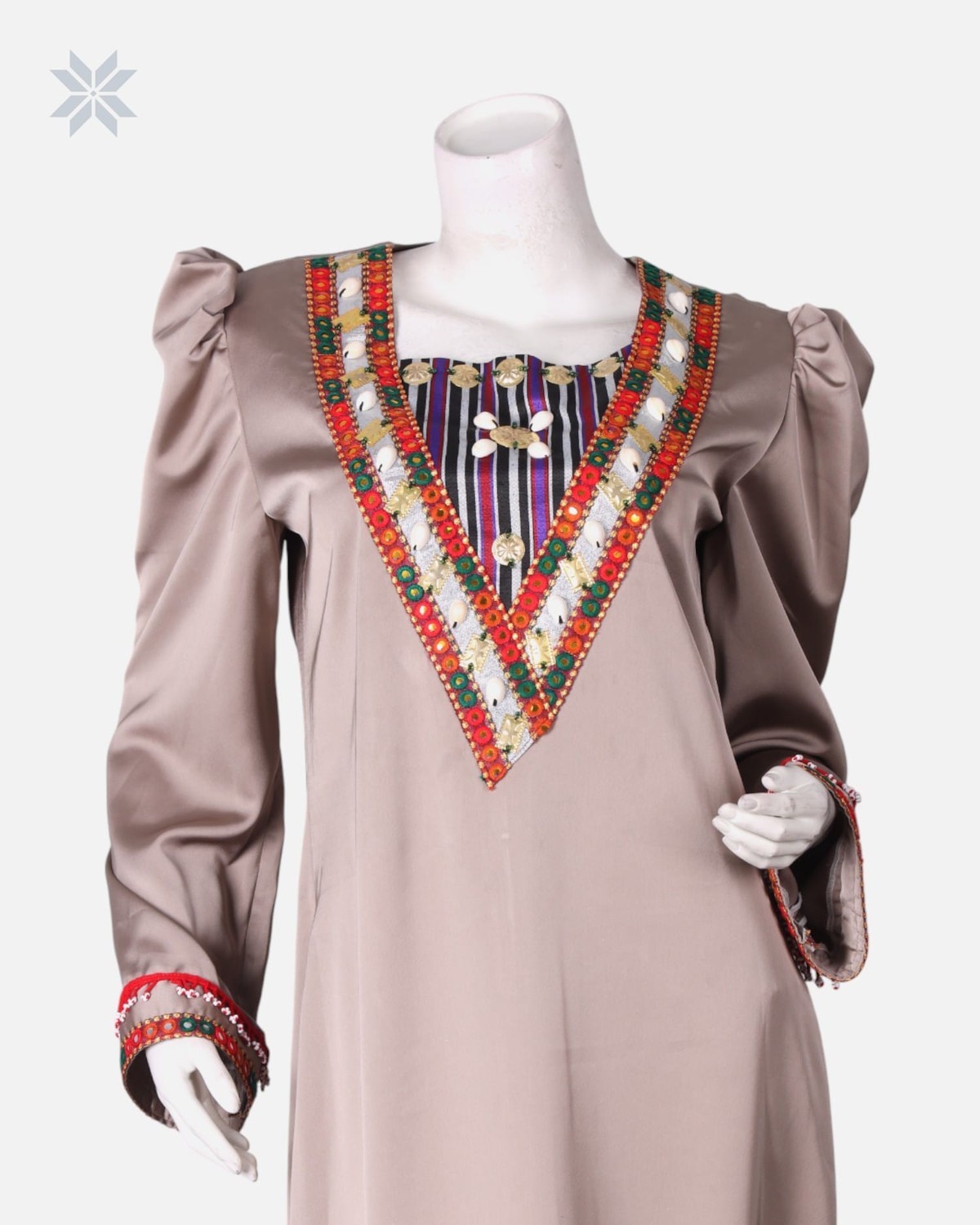Embroidered Satin long Dress 5