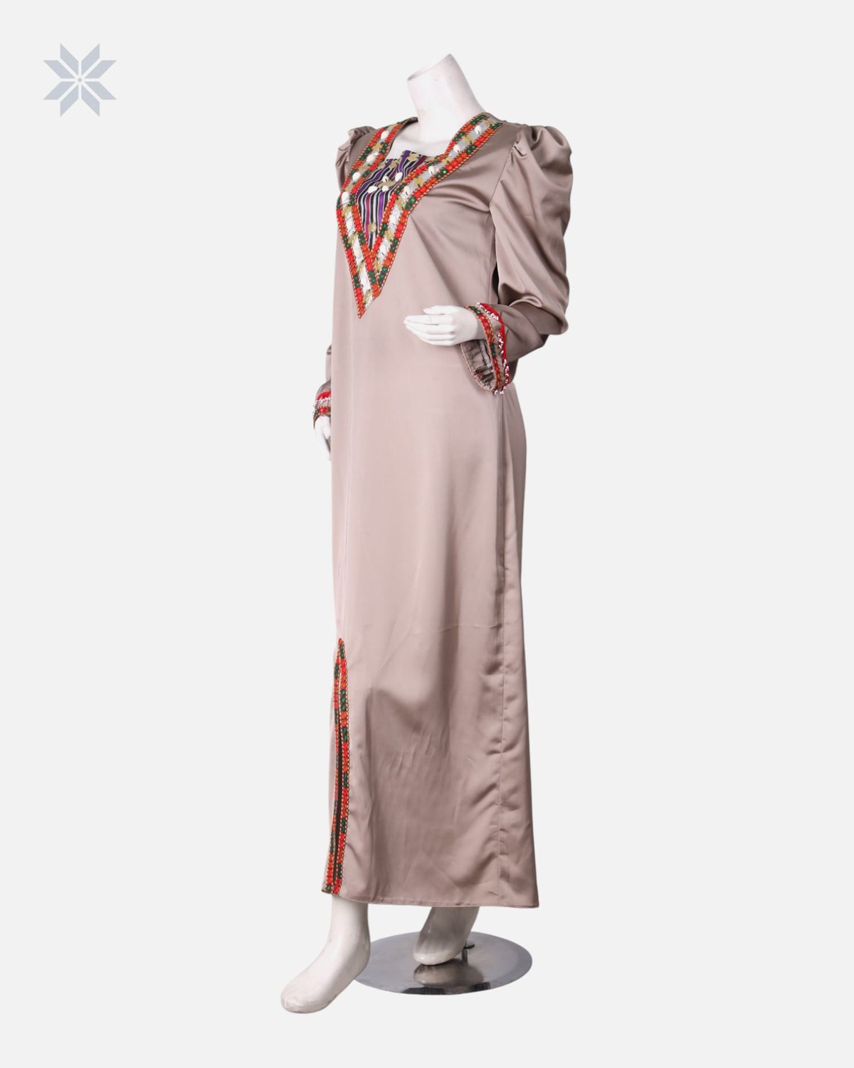 Embroidered Satin long Dress 6