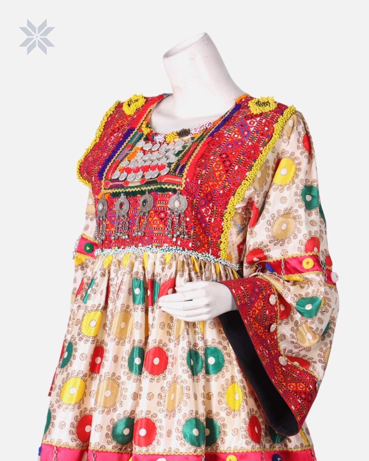Afghan Embroidered Dress with Yellow Pants 2-piece 10