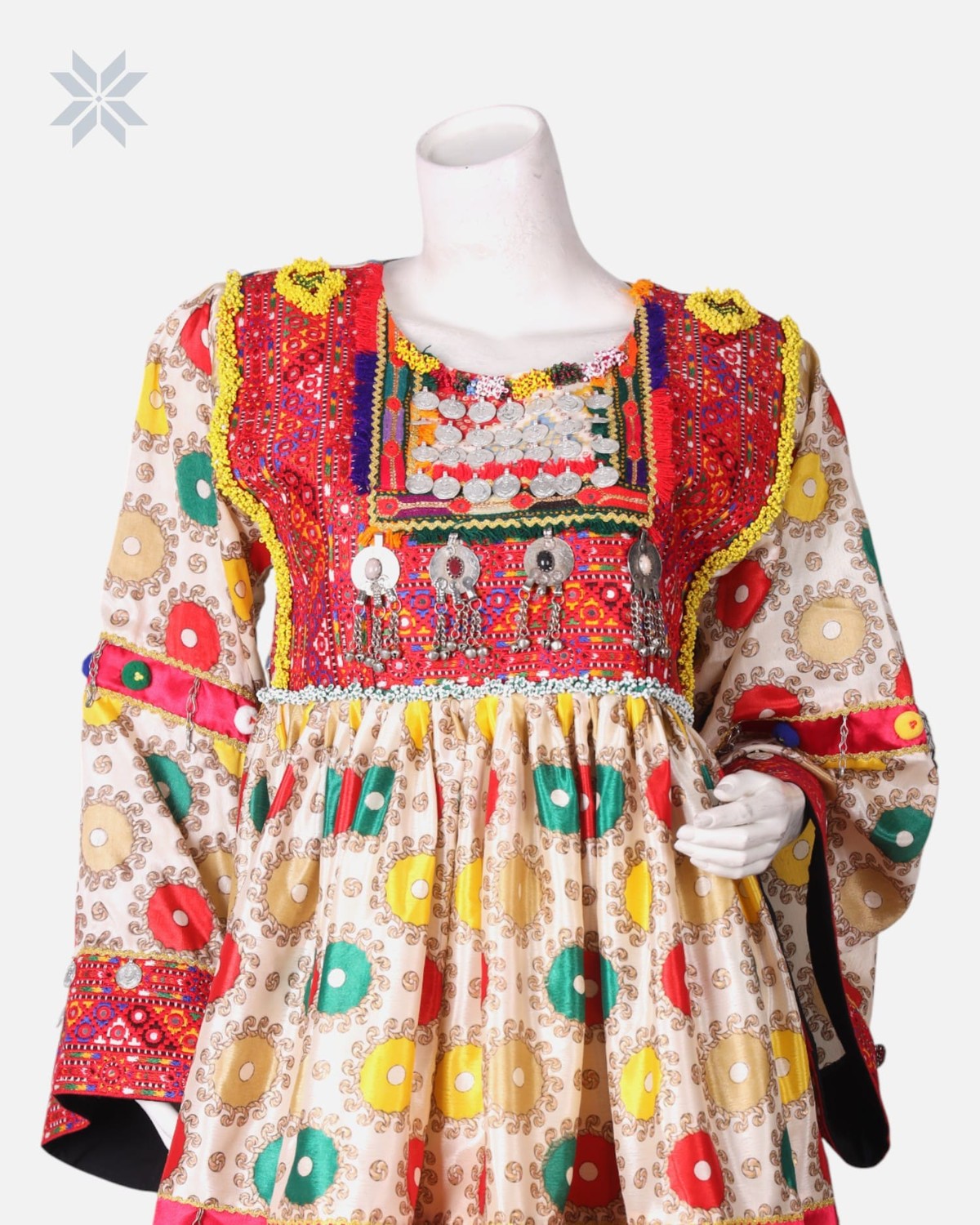 Afghan Embroidered Dress with Yellow Pants 2-piece 2