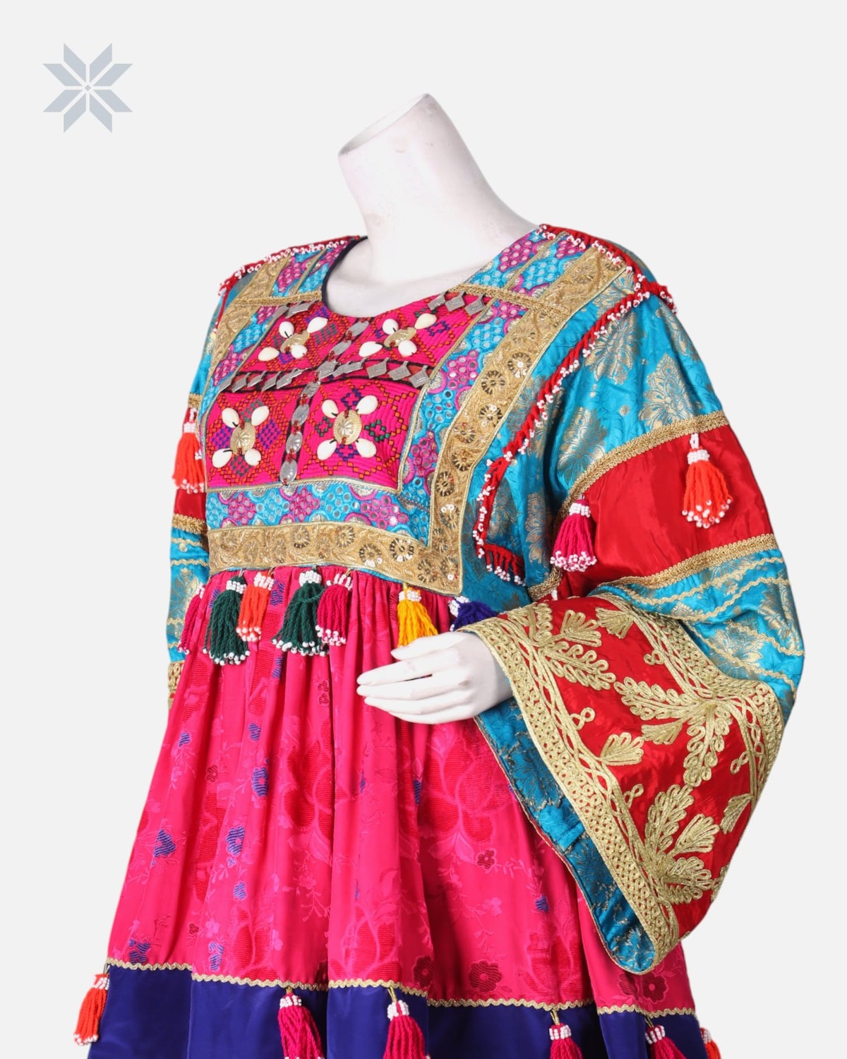 Afghan Embroidered Dress with Green Pants 4