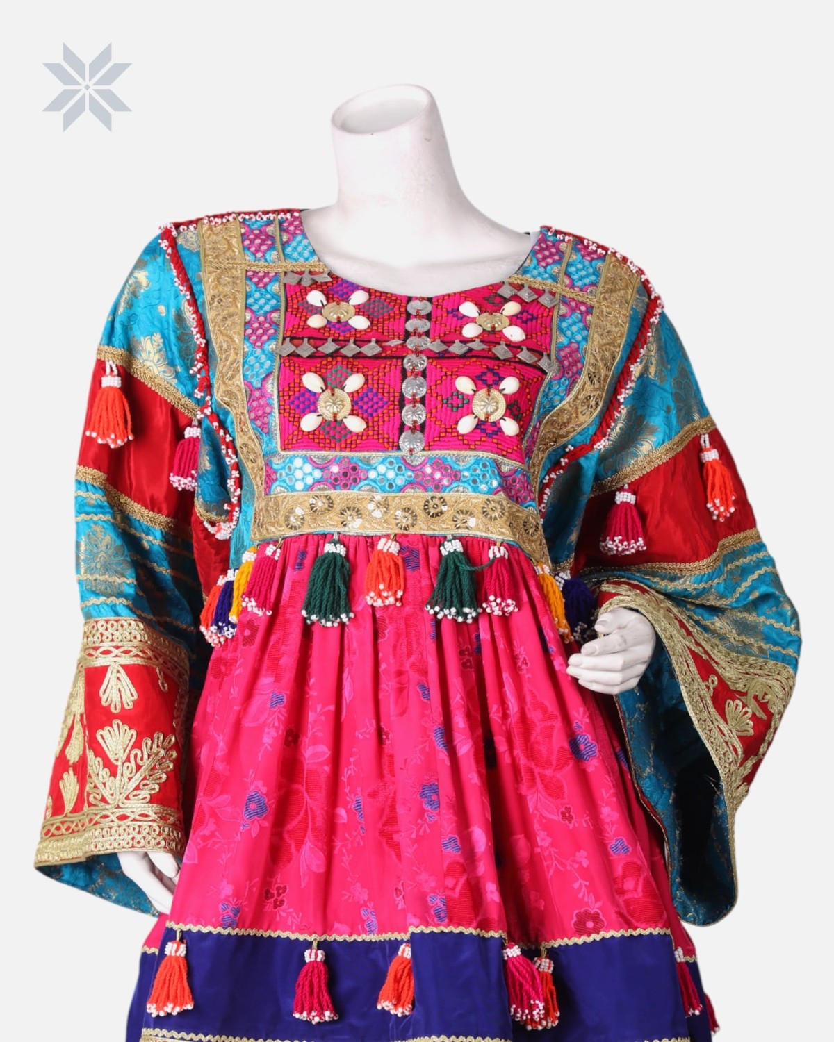 Afghan Embroidered Dress with Green Pants 2