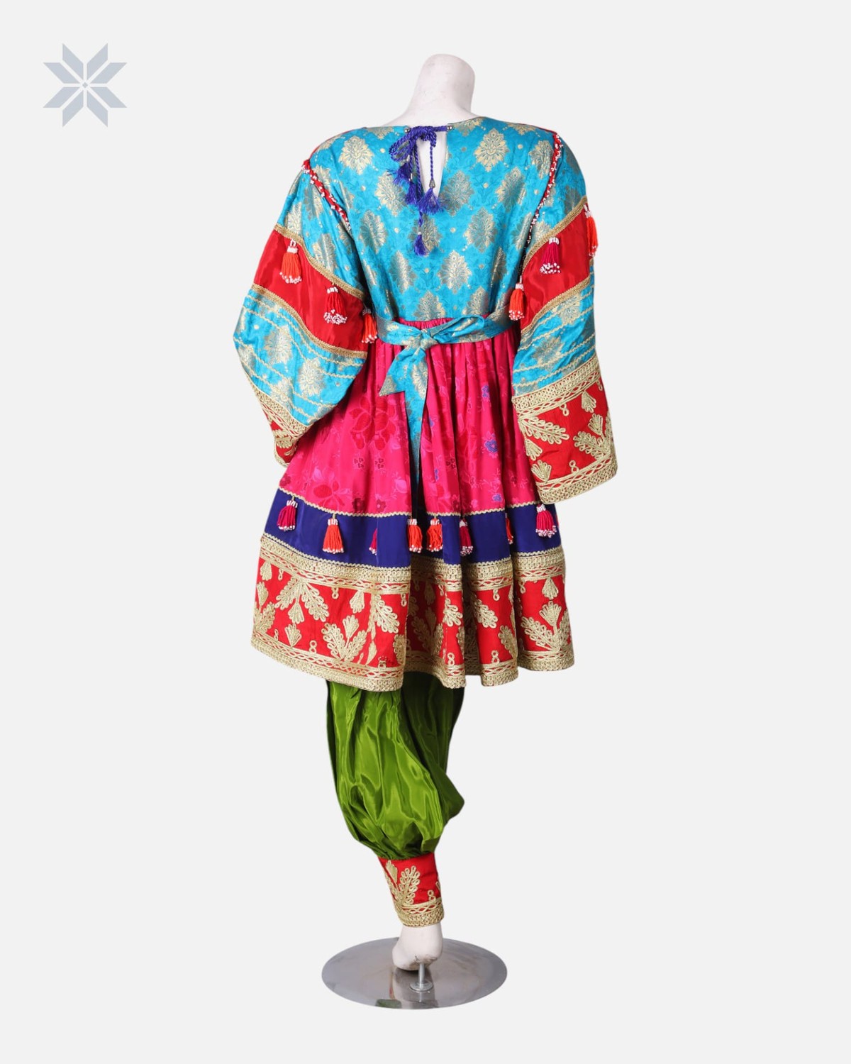 Afghan Embroidered Dress with Green Pants 6