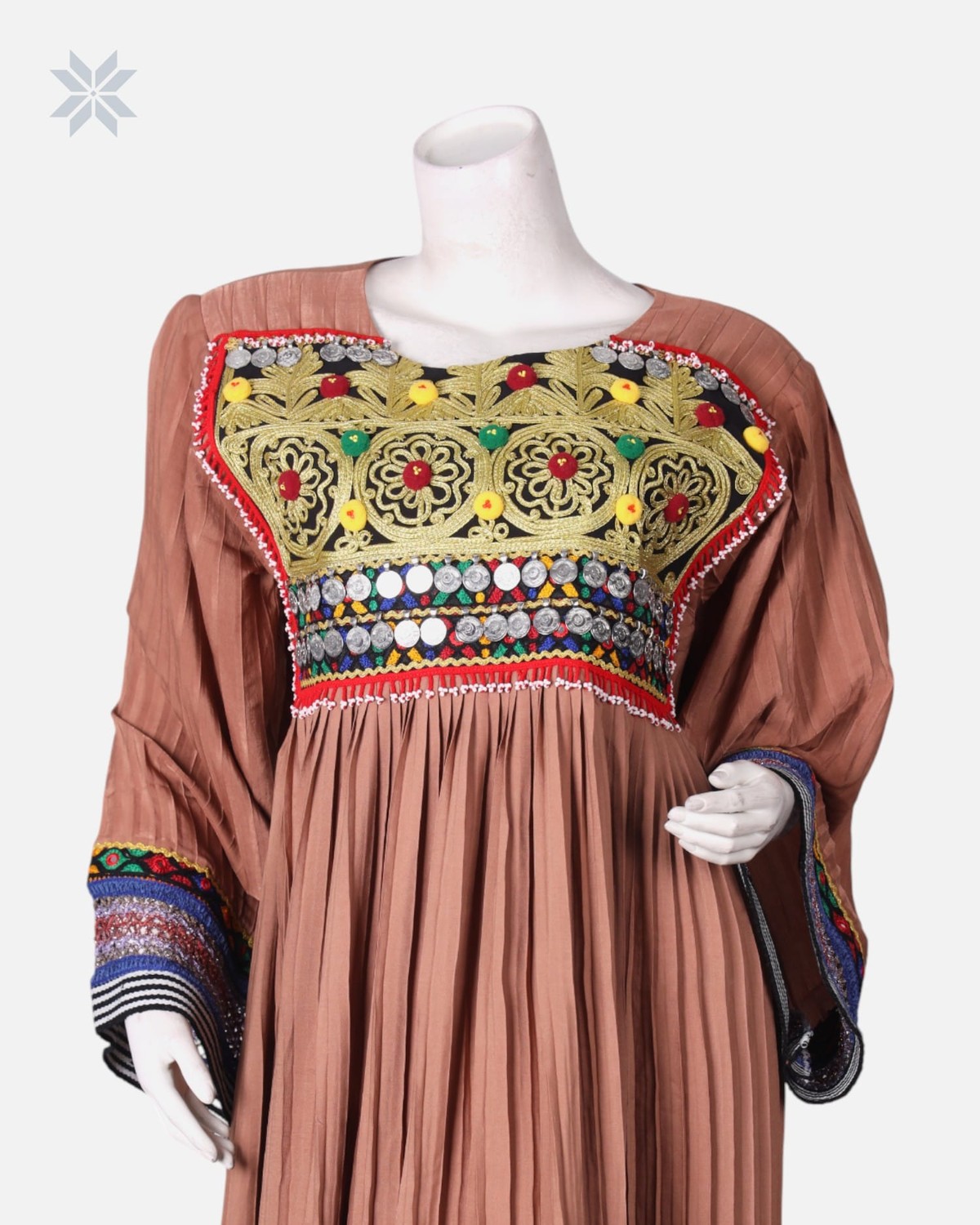 Afghan Pleated Cotton Long Dress 2