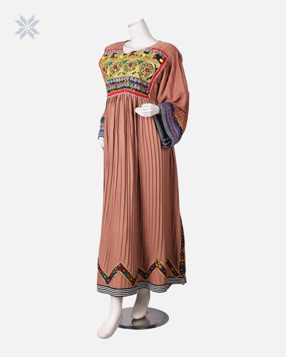 Afghan Pleated Cotton Long Dress 3