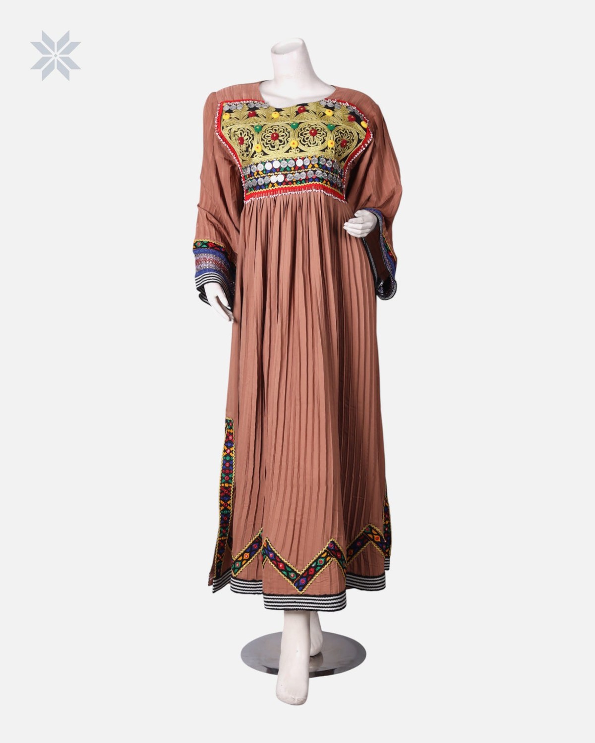 Afghan Pleated Cotton Long Dress 4