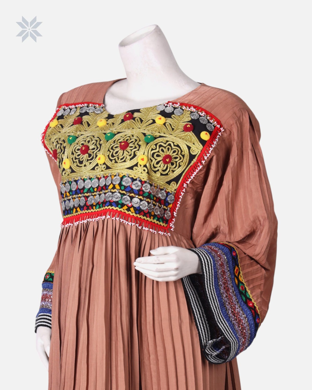 Afghan Pleated Cotton Long Dress 8