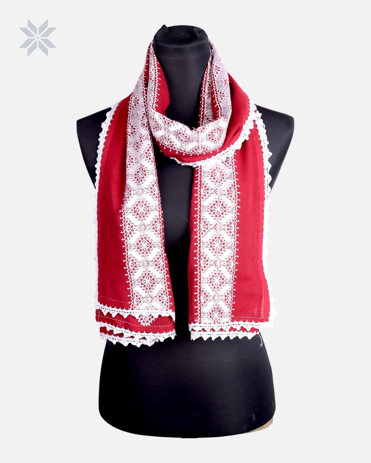 Chiffon Shawl with Lace Border Handcrafted 3