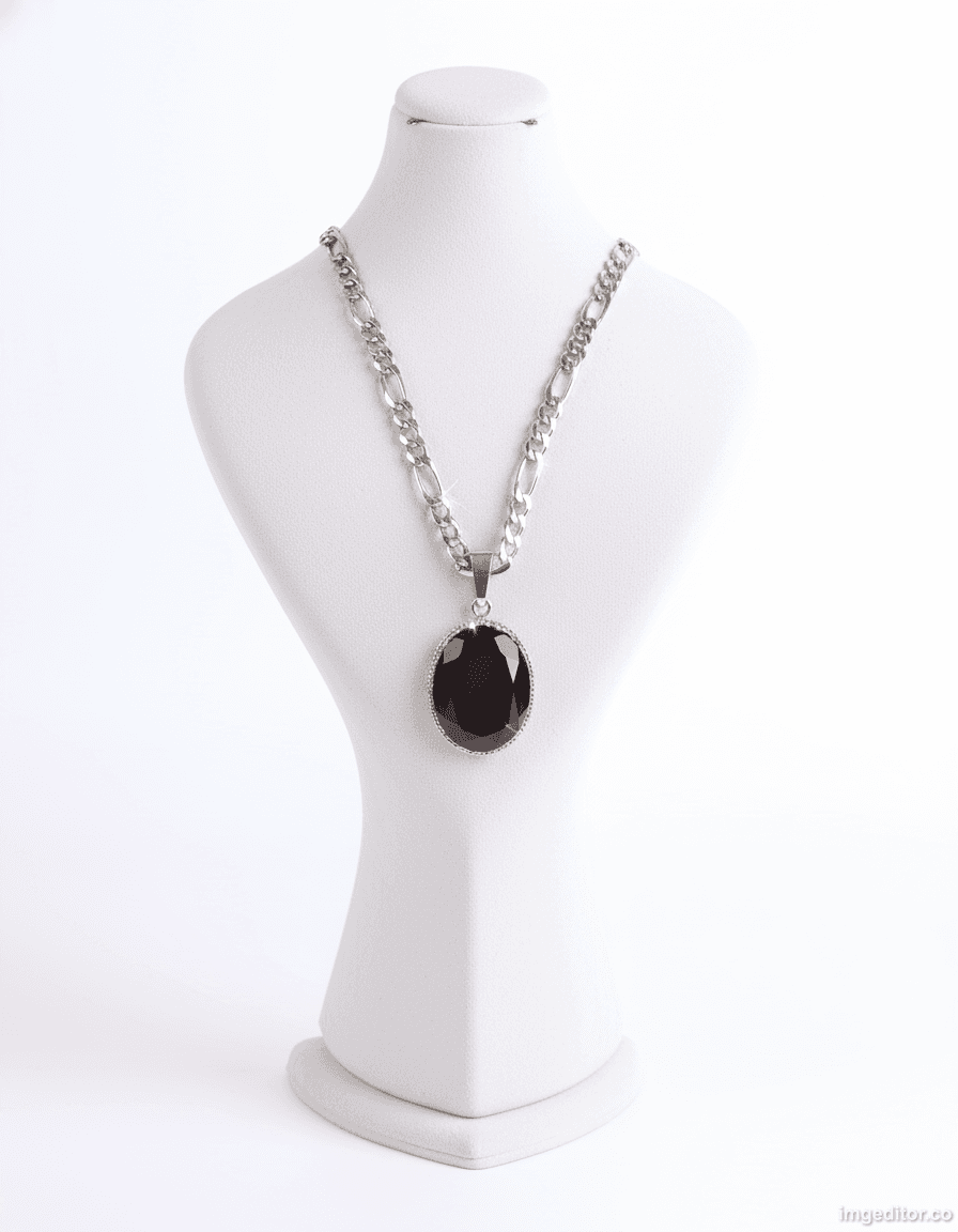 925 Sterling Silver Black Agate Pendant 4